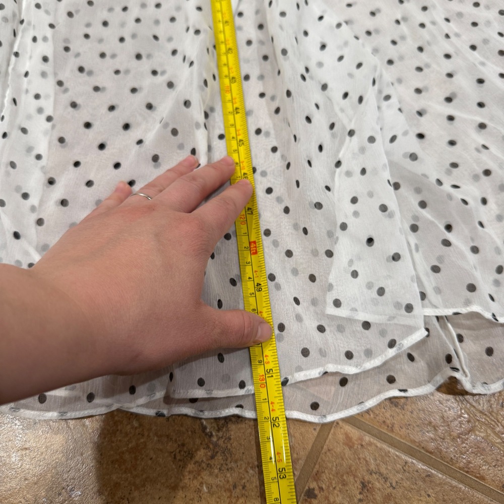 We Are Leone Sheer Ruffle Maxi Robe Dress White Polka Dot Star S/M Resort Vacati - Picture 7 of 16
